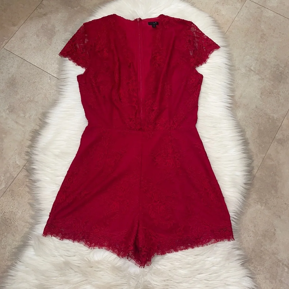 NBD Azealia Cherry Bomb Lace Romper - Picture 7 of 12